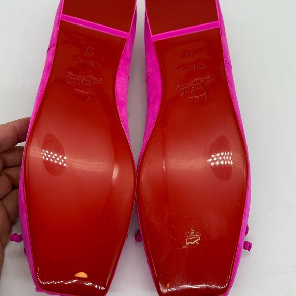 Christian Louboutin MAMADRAGUE Suede Ballerina Ballet Flat Shoes Bolerose - Picture 14 of 16